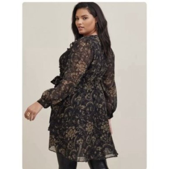 Torrid Chiffon Layered Tie-Front Surplice Tunic Blouse Top Size 3 (22-24) 3X NWT - Picture 11 of 11